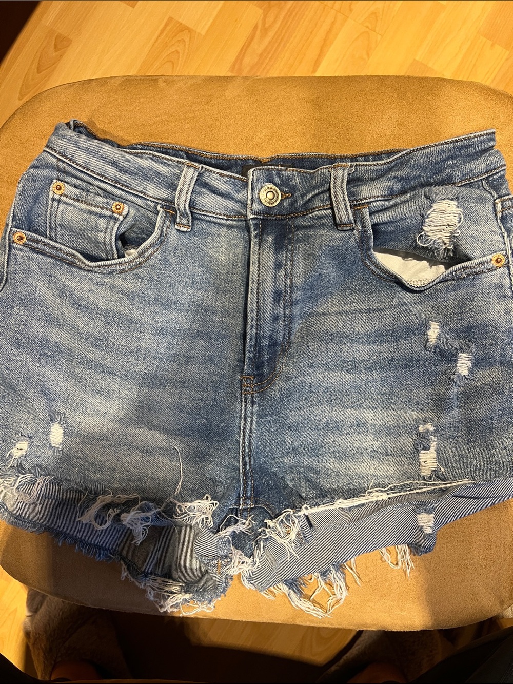 Frayed Light Blue Denim Jean Shorts for Women